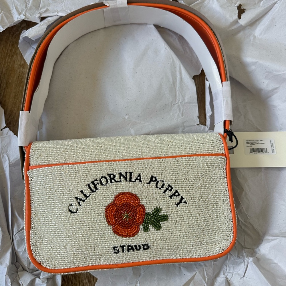 STAUD Orange and Cream Seed Shop Floral Beaded Shoulder Bag - Picture 4 of 7